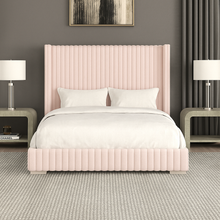 将图片加载到图库查看器,Santorini Modern Contemporary Fur Chenille Fabric Minimalist Platform Bed