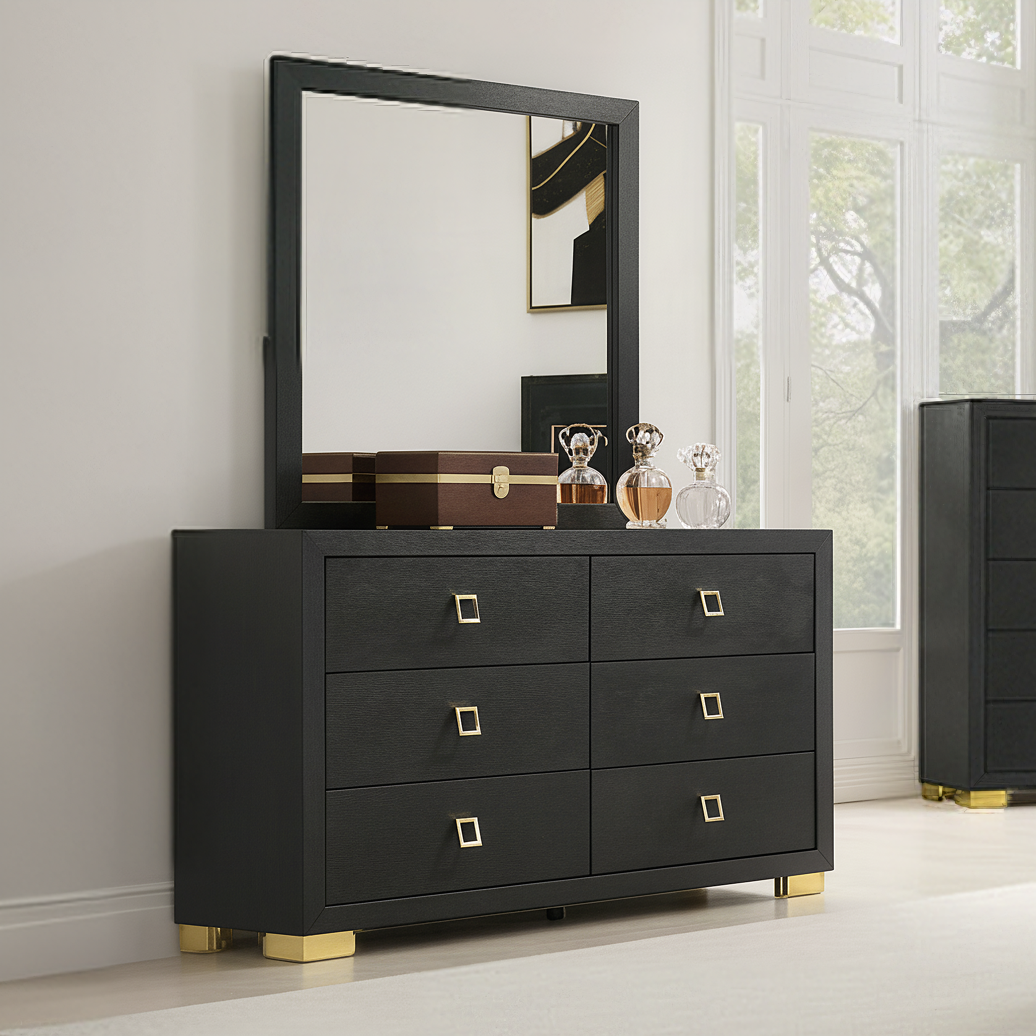 modern black and gold dresser Aspen