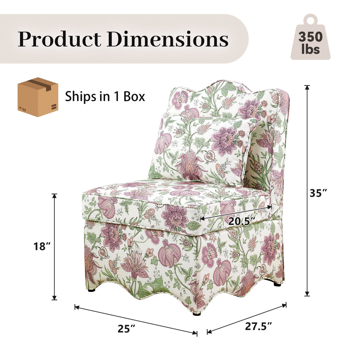 French Farmhouse Accent Chair with Scalloped Back & Upholstered Seat