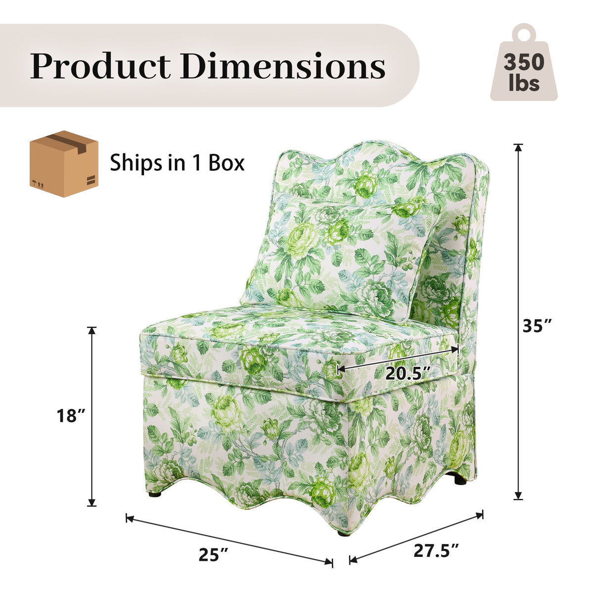 French Farmhouse Accent Chair with Scalloped Back & Upholstered Seat