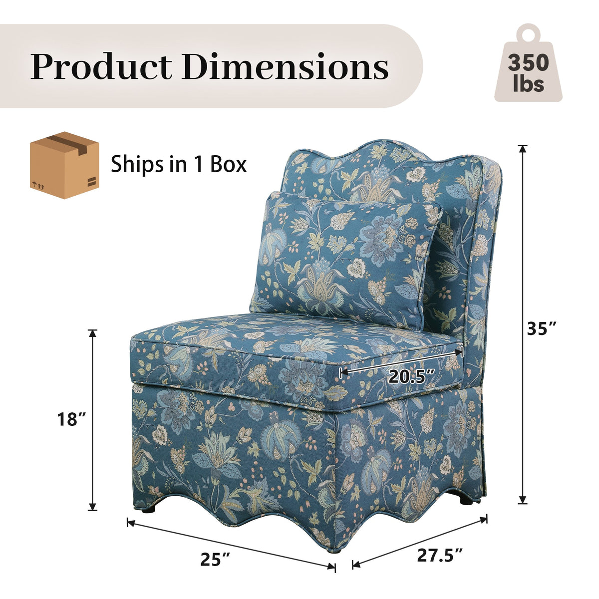 French Farmhouse Accent Chair with Scalloped Back & Upholstered Seat