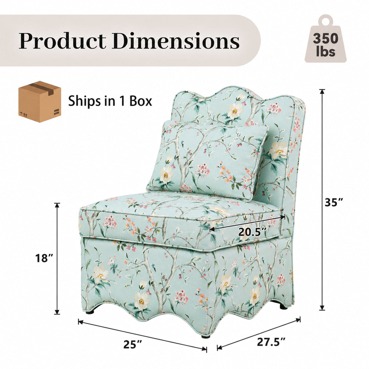 French Farmhouse Accent Chair with Scalloped Back & Upholstered Seat