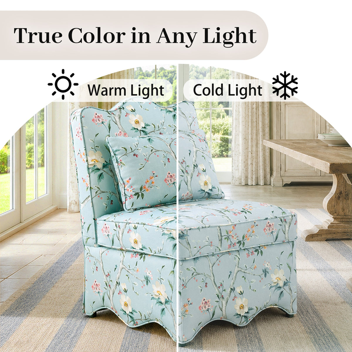 French Farmhouse Accent Chair with Scalloped Back & Upholstered Seat