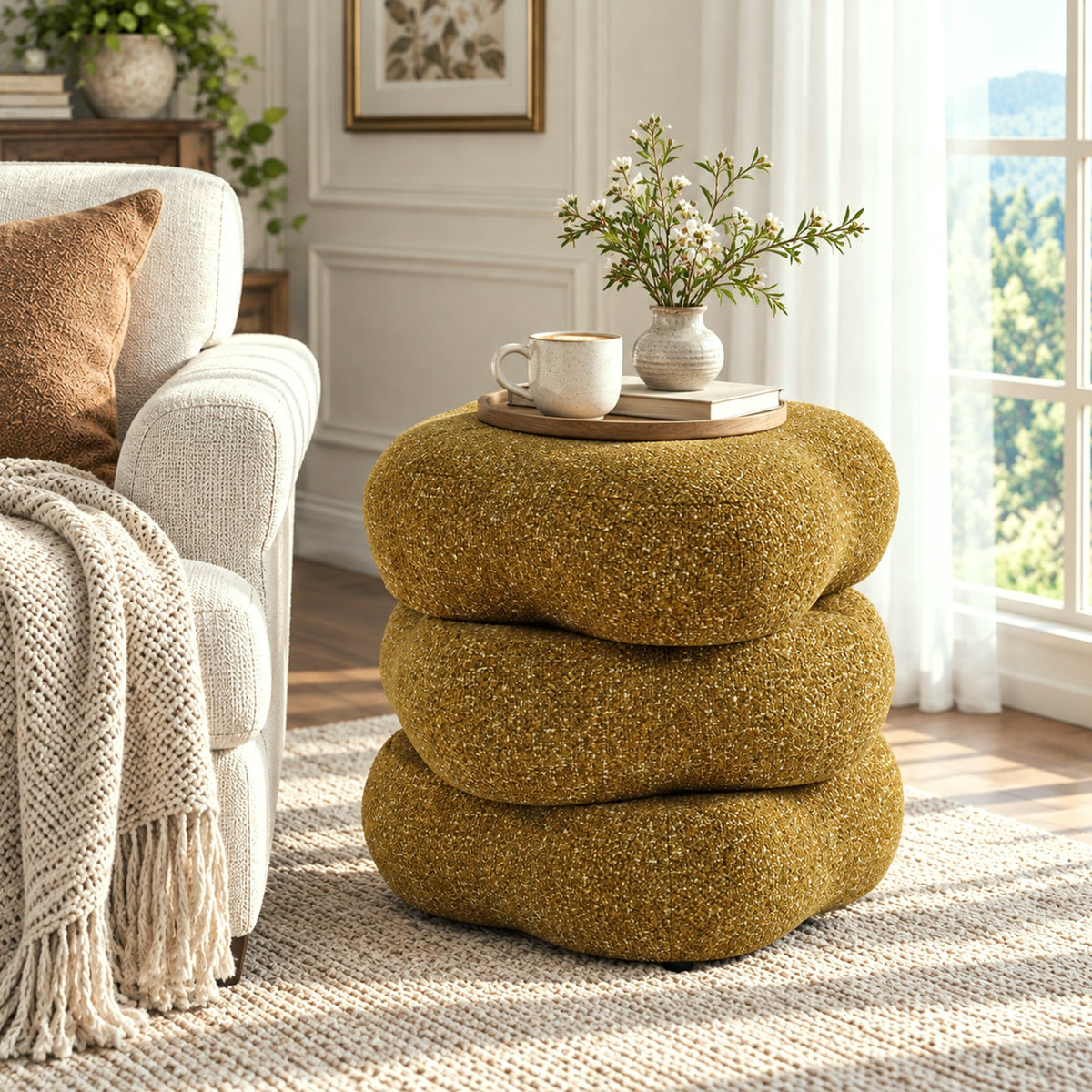 3-Level Swivel Stool with 2 Rotating Tiers, No Assembly Required