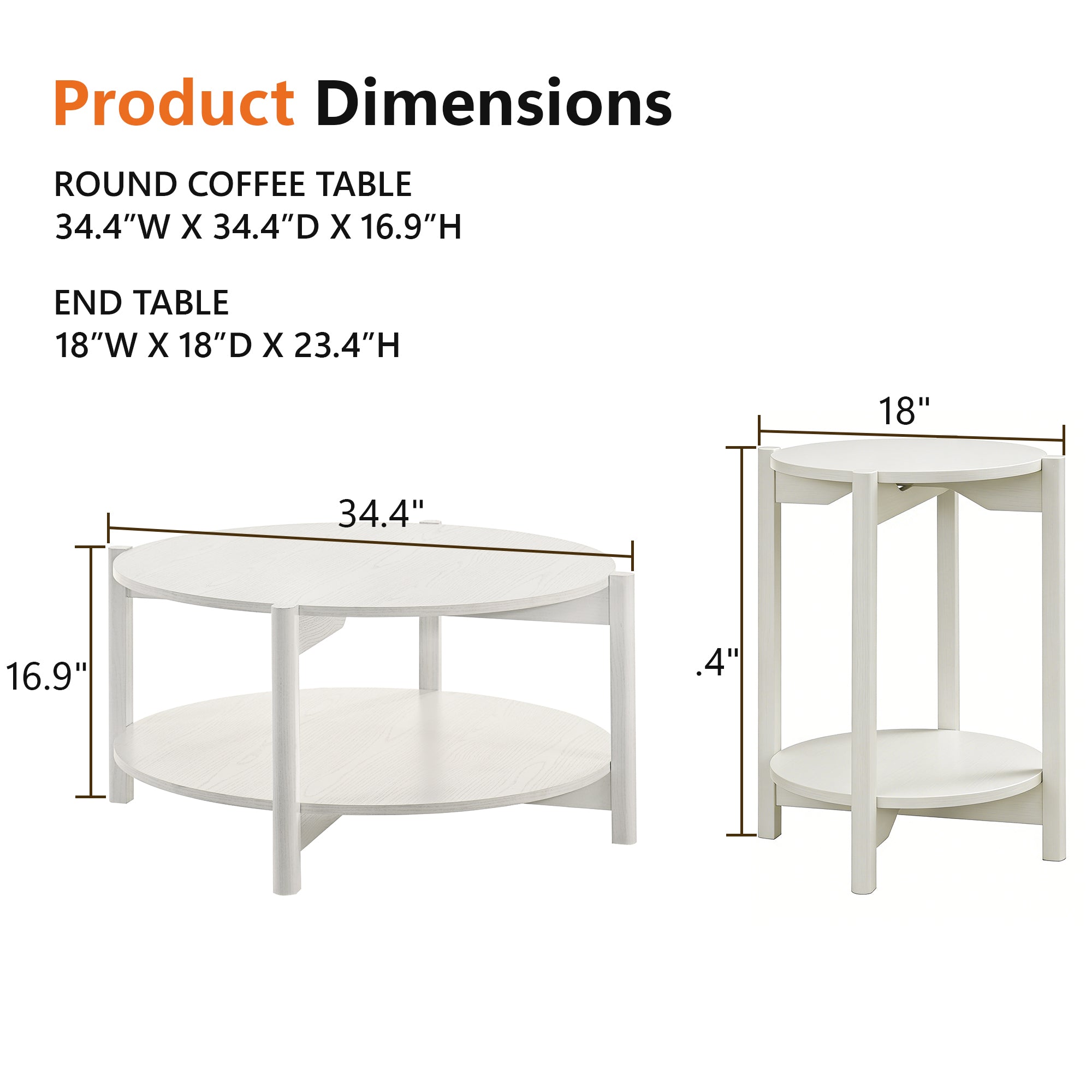Round End Table with Open Shelf & Metal Legs – Transitional Wood Look Side Table for Living Room & Small Spaces