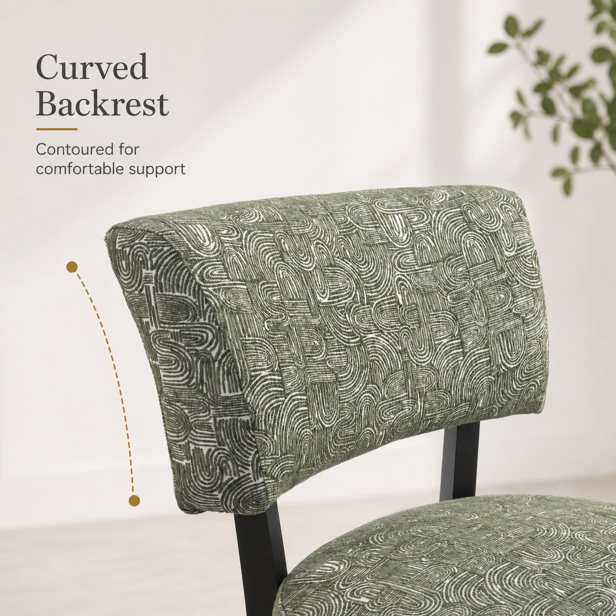 Mid-century Modern Accent Chair – Armless, Tapered Black Legs, Abstract Texture Fabric