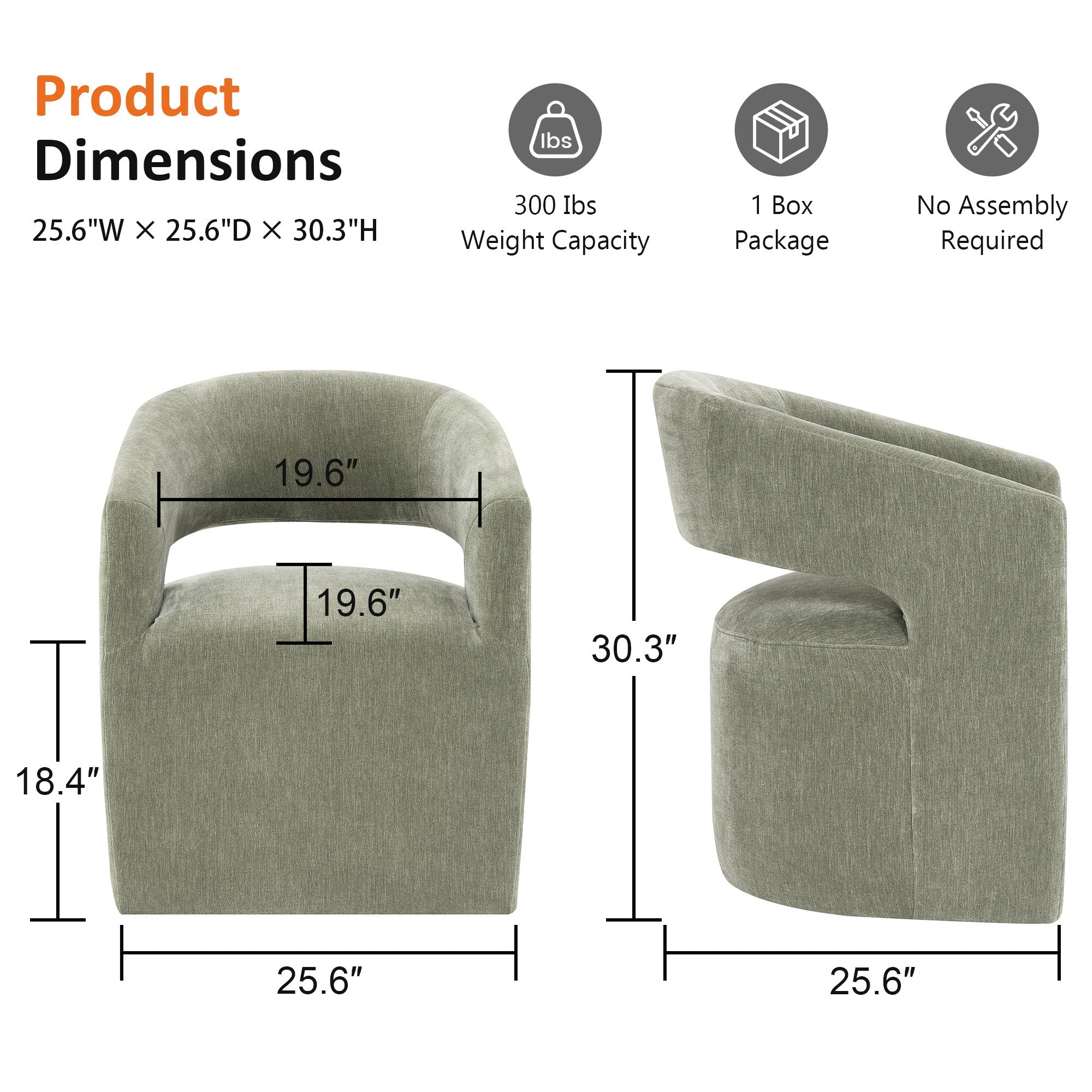 Rolling Barrel-Back Accent Chair with Casters – Contemporary Upholstered Arm Chair