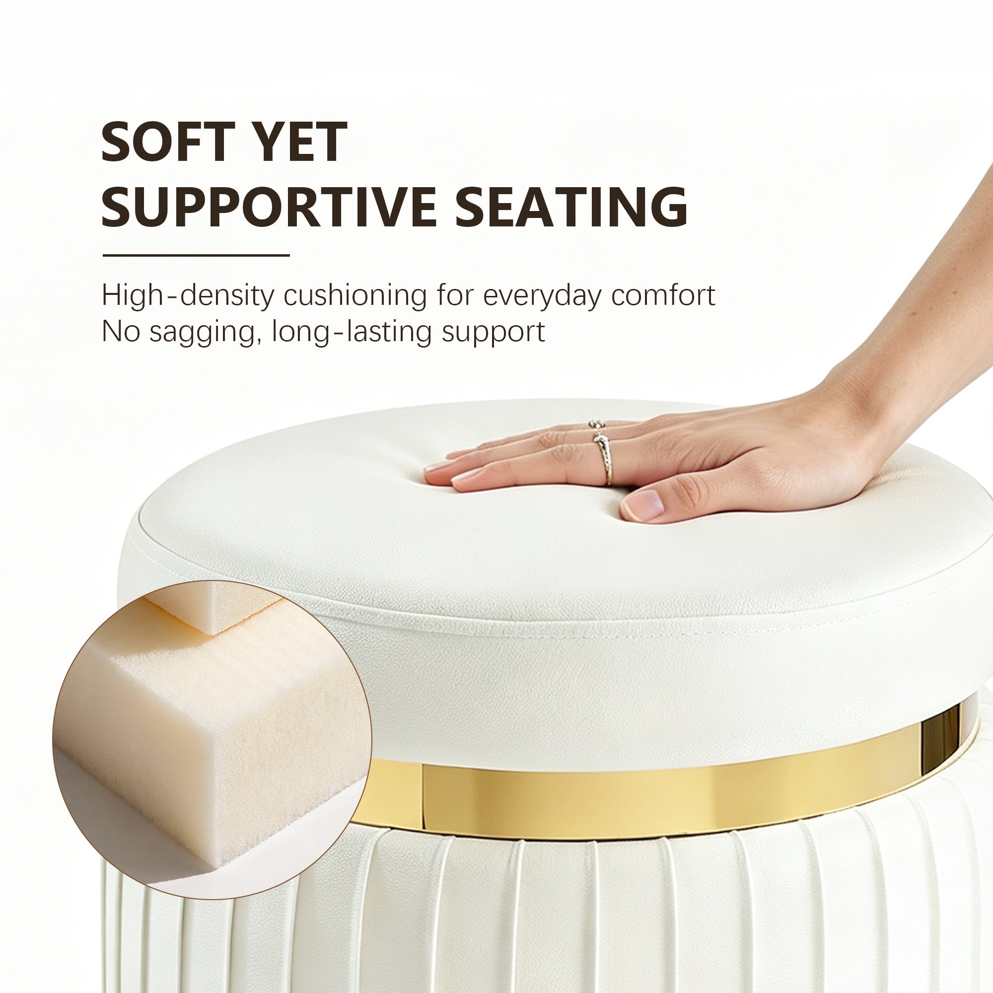 Contemporary Velvet Counter Stool with Gold Trim & Stainless Steel Base – Upholstered Modern Bar Stool