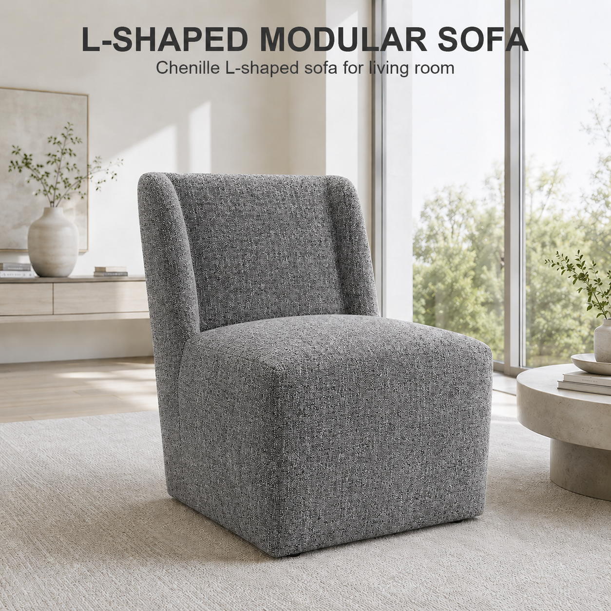 Contemporary Wingback Dining Side Chair with Casters – Upholstered, OEKO-TEX® Certified Fabric