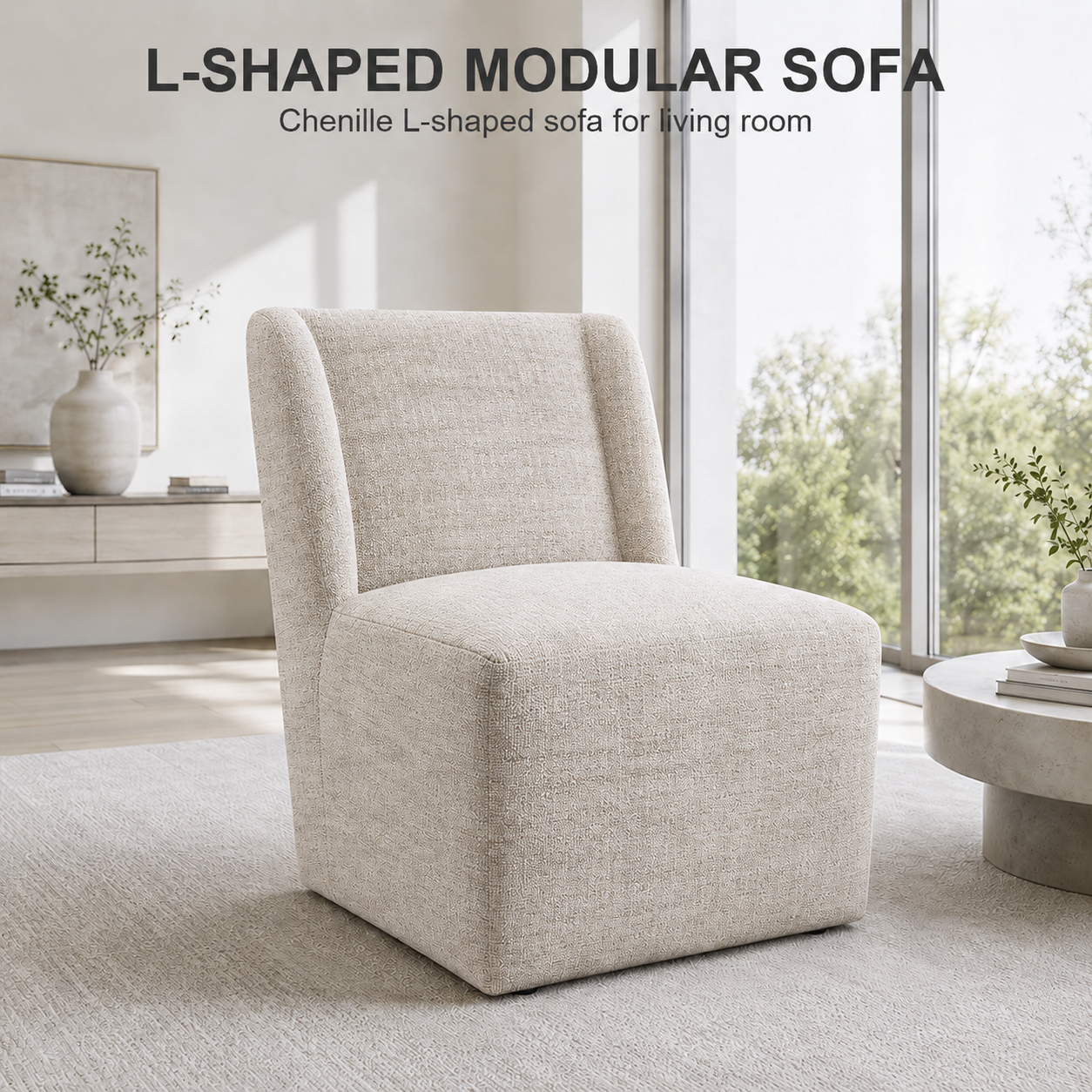 Contemporary Wingback Dining Side Chair with Casters – Upholstered, OEKO-TEX® Certified Fabric