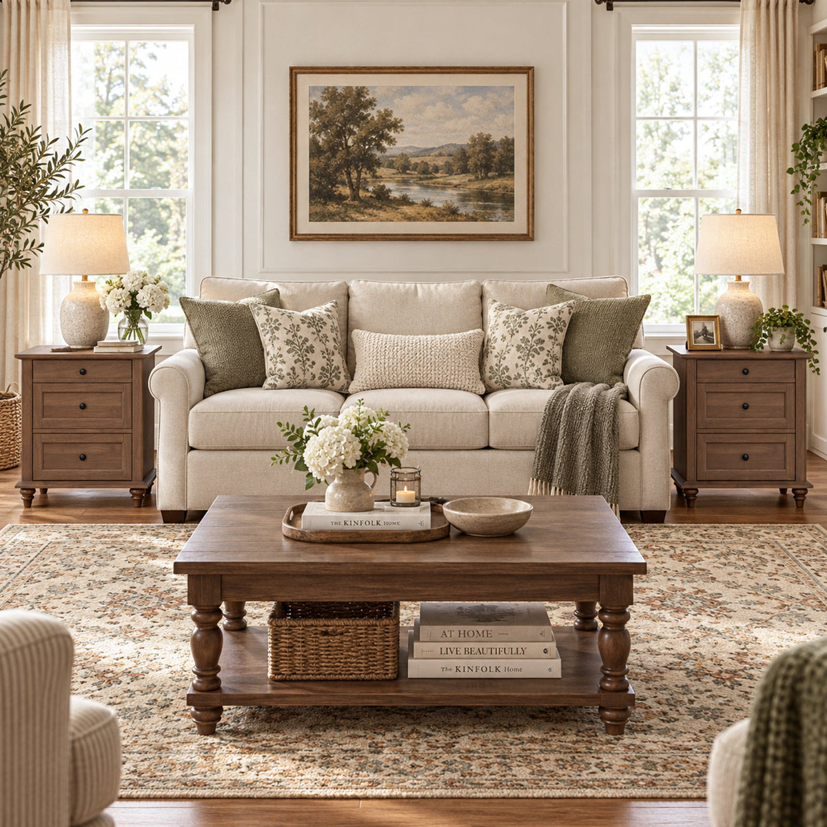 Traditional 3-Drawer Nightstand with Solid Wood Legs, Quick Assembly