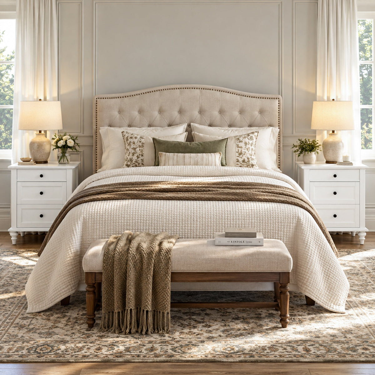 Traditional 3-Drawer Nightstand with Solid Wood Legs, Quick Assembly