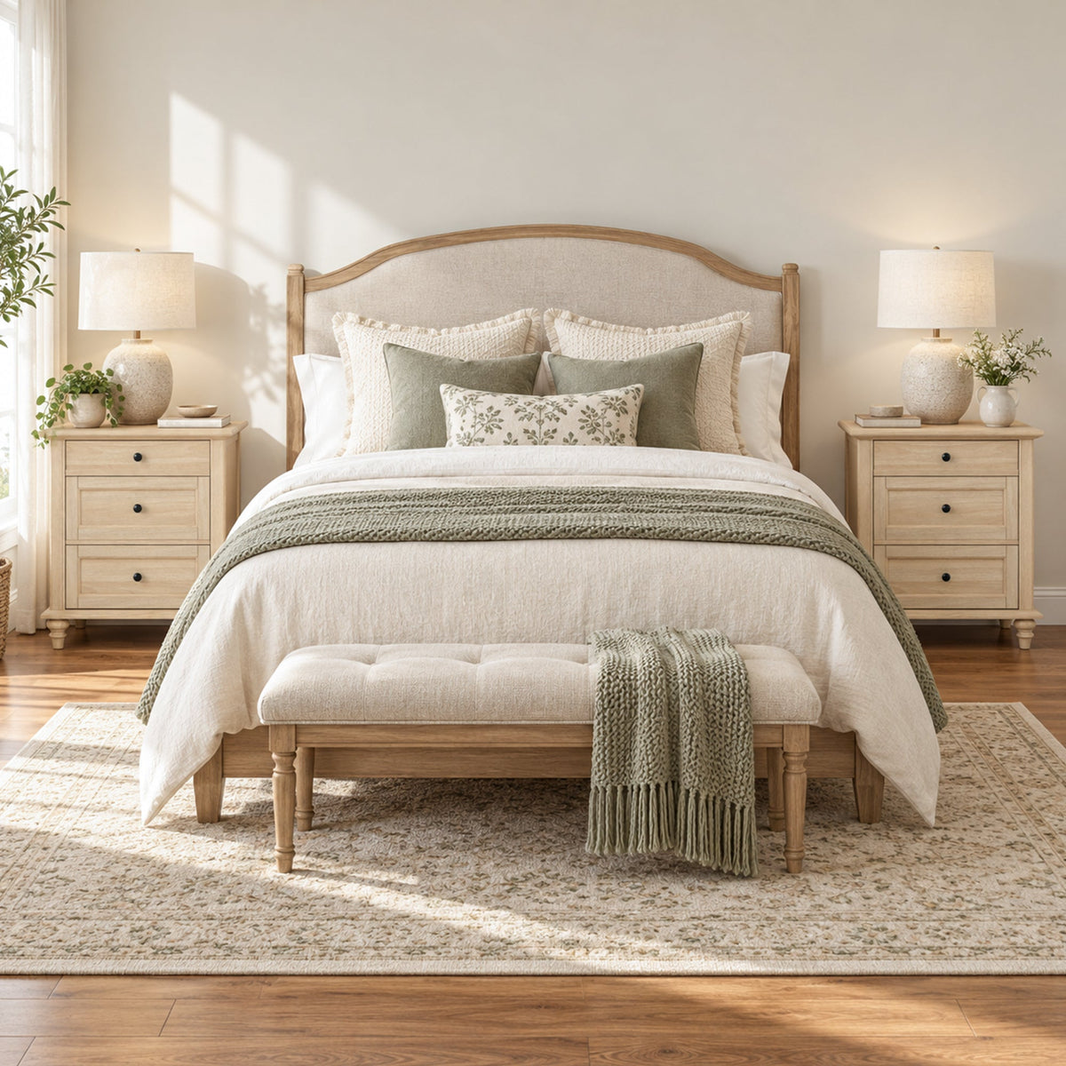 Traditional 3-Drawer Nightstand with Solid Wood Legs, Quick Assembly