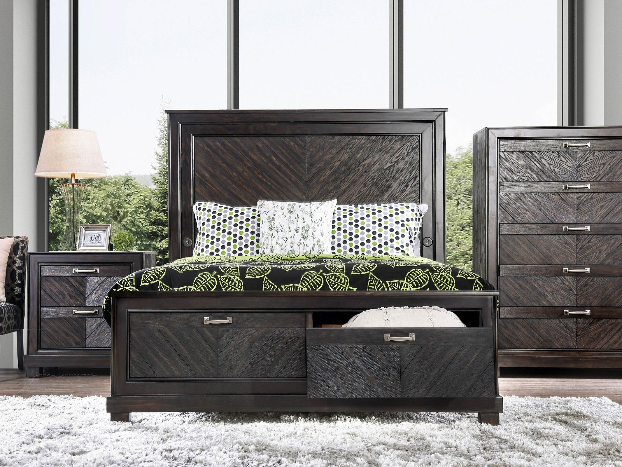 Argyros Rustic V-Pattern Platform Storage Bed