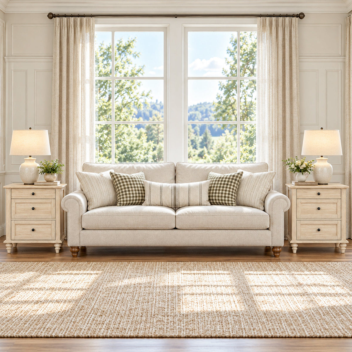 Traditional 3-Drawer Nightstand with Solid Wood Legs, Quick Assembly