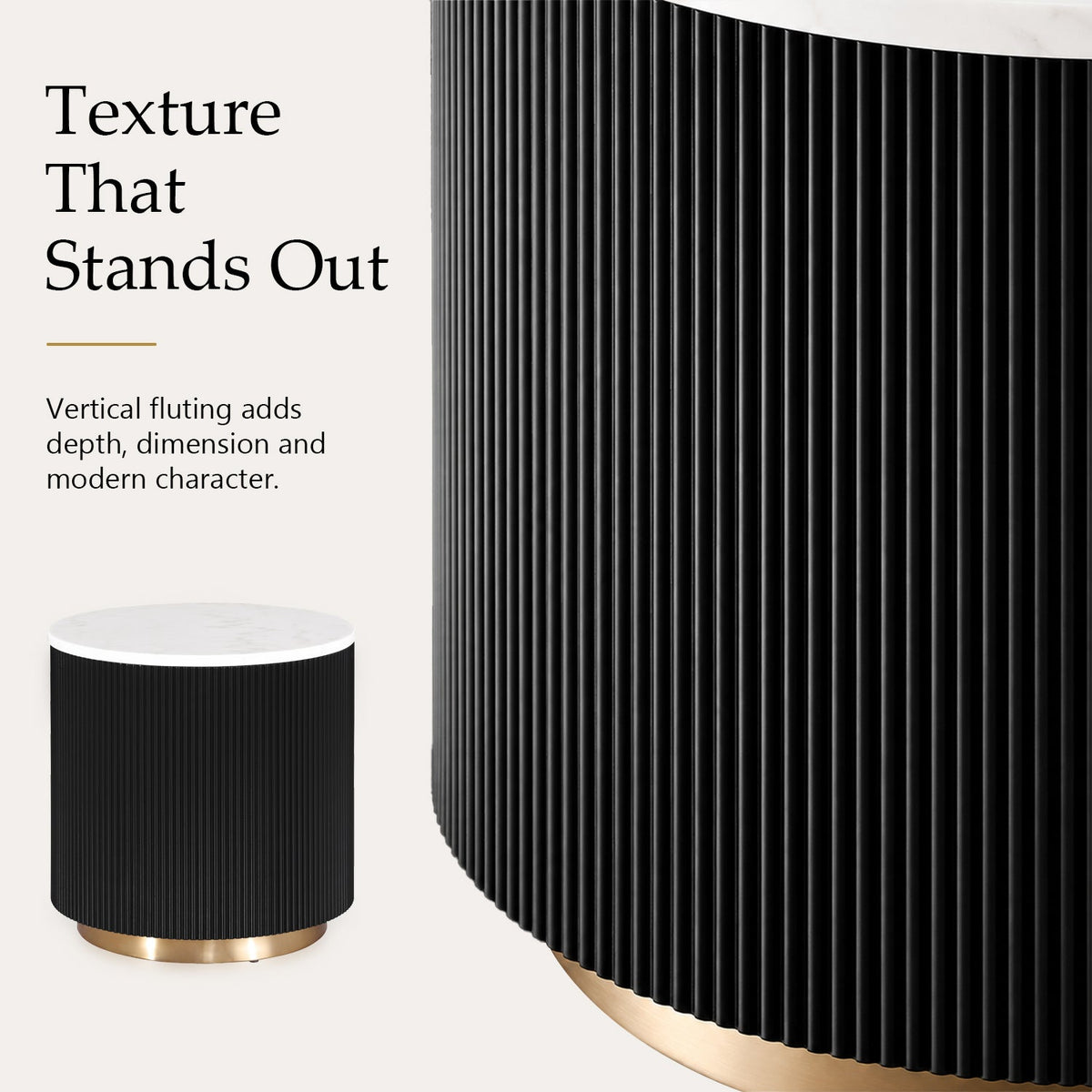 Modern Marble End Table – Genuine Marble Top & Gold Stainless Steel Base