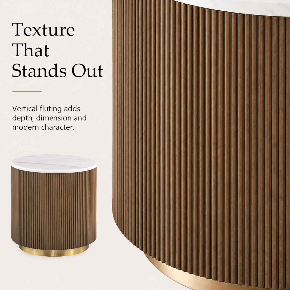 Modern Marble End Table – Genuine Marble Top & Gold Stainless Steel Base