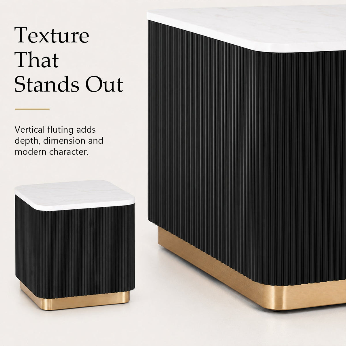 Modern Marble End Table – Genuine Marble Top & Gold Stainless Steel Base
