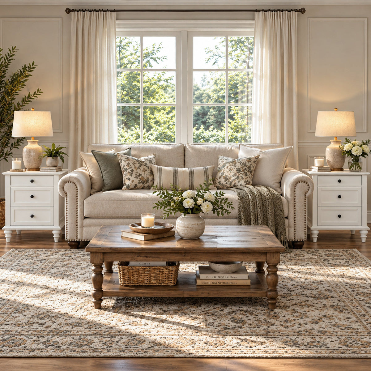 Traditional 3-Drawer Nightstand with Solid Wood Legs, Quick Assembly