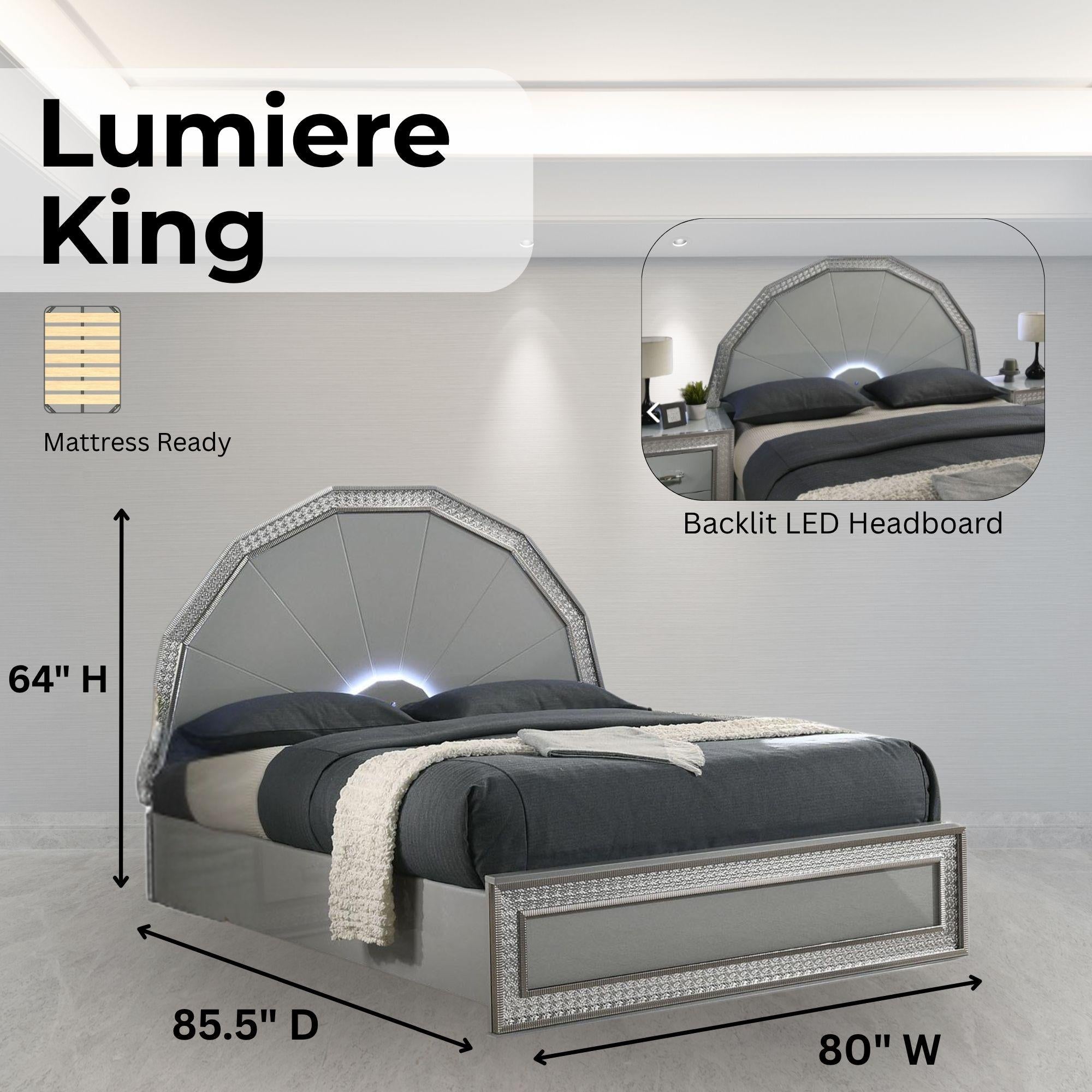 Lumiere Aurora Glam LED Platform Bed Frame
