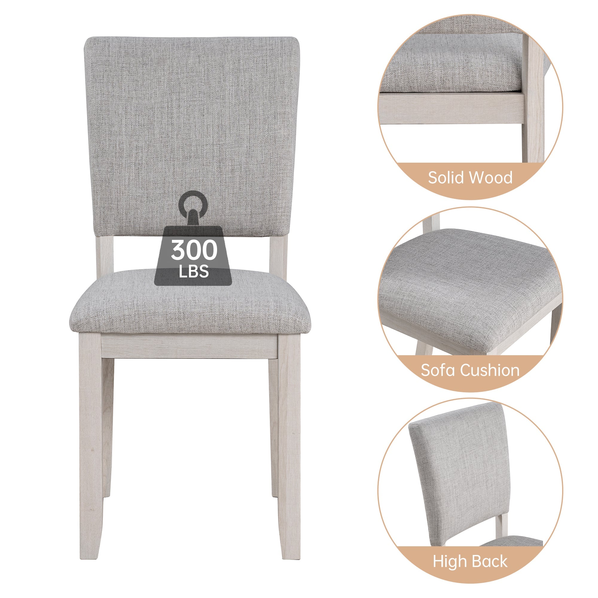 Transitional Upholstered Dining Side Chairs (Set of 4) with Padded Seats