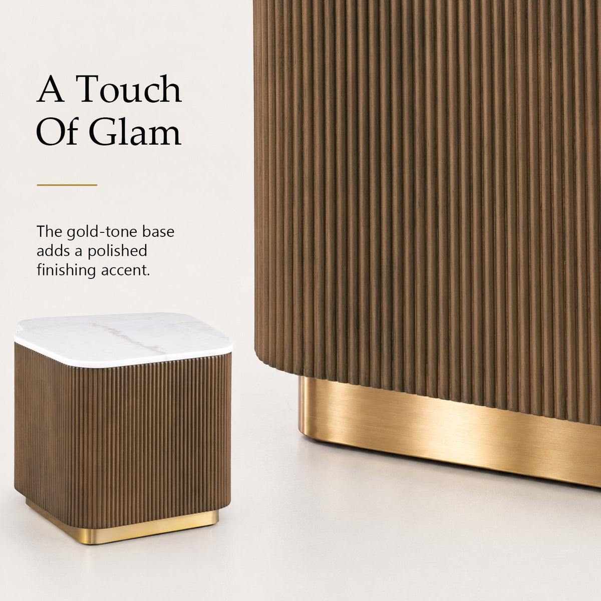 Modern Marble End Table – Genuine Marble Top & Gold Stainless Steel Base