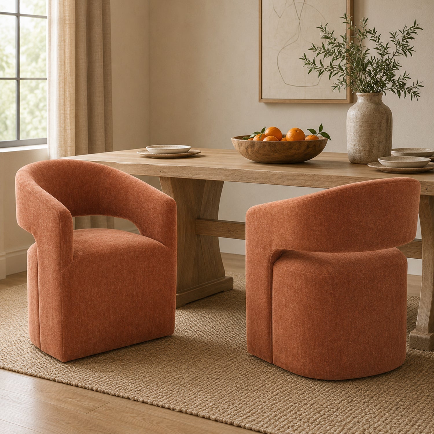 Rolling Barrel-Back Accent Chair with Casters – Contemporary Upholstered Arm Chair