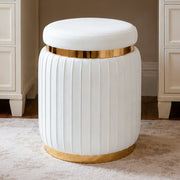 Contemporary Velvet Counter Stool with Gold Trim & Stainless Steel Base – Upholstered Modern Bar Stool