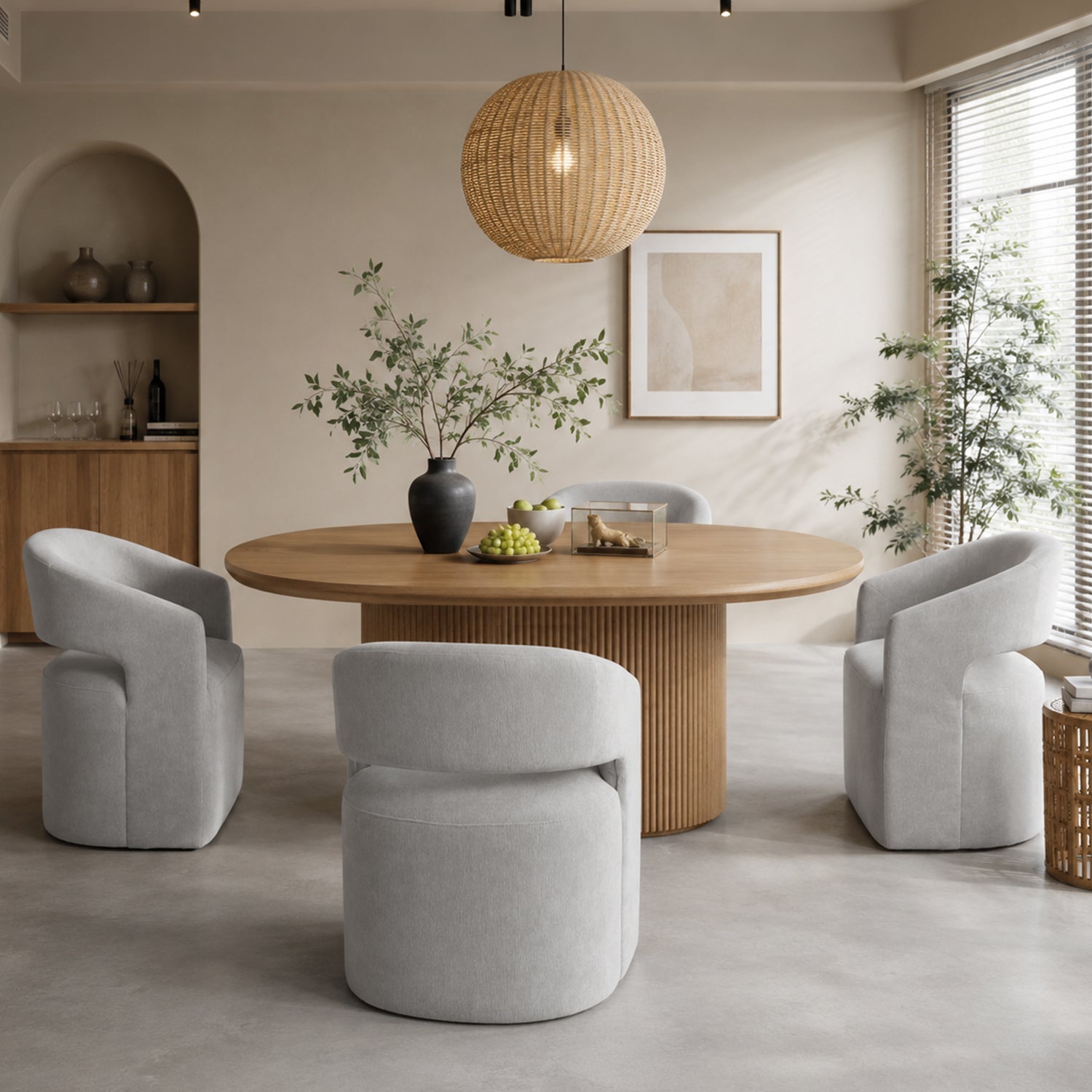 Rolling Barrel-Back Accent Chair with Casters – Contemporary Upholstered Arm Chair