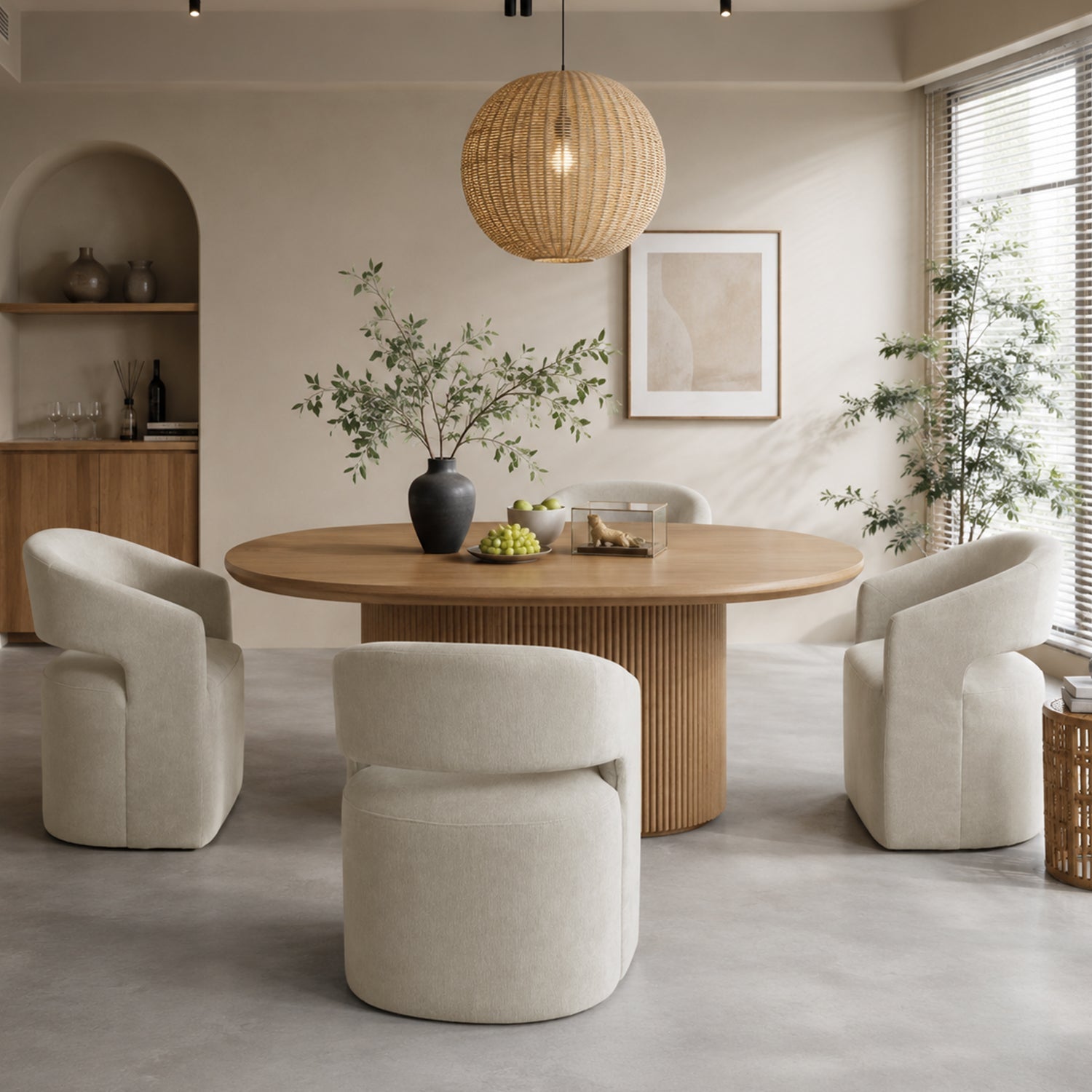 Rolling Barrel-Back Accent Chair with Casters – Contemporary Upholstered Arm Chair