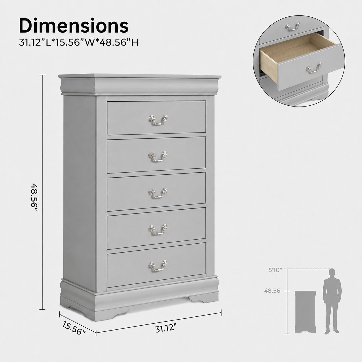 Transitional Solid Wood Chest with English Dovetail Drawers and Bracket Feet