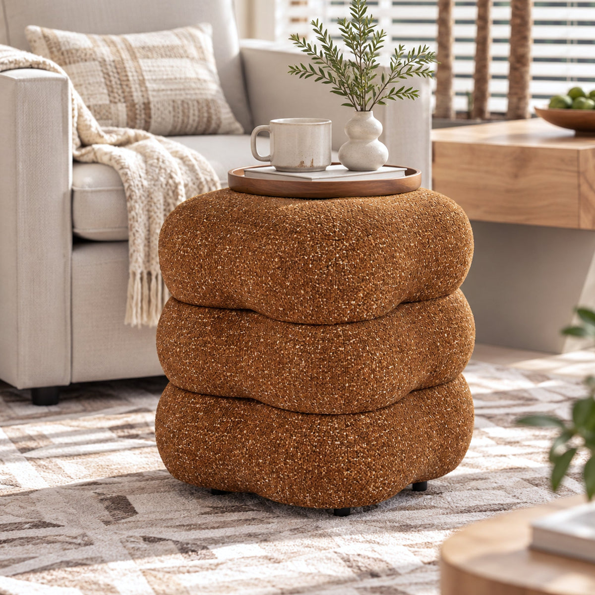 3-Level Swivel Stool with 2 Rotating Tiers, No Assembly Required