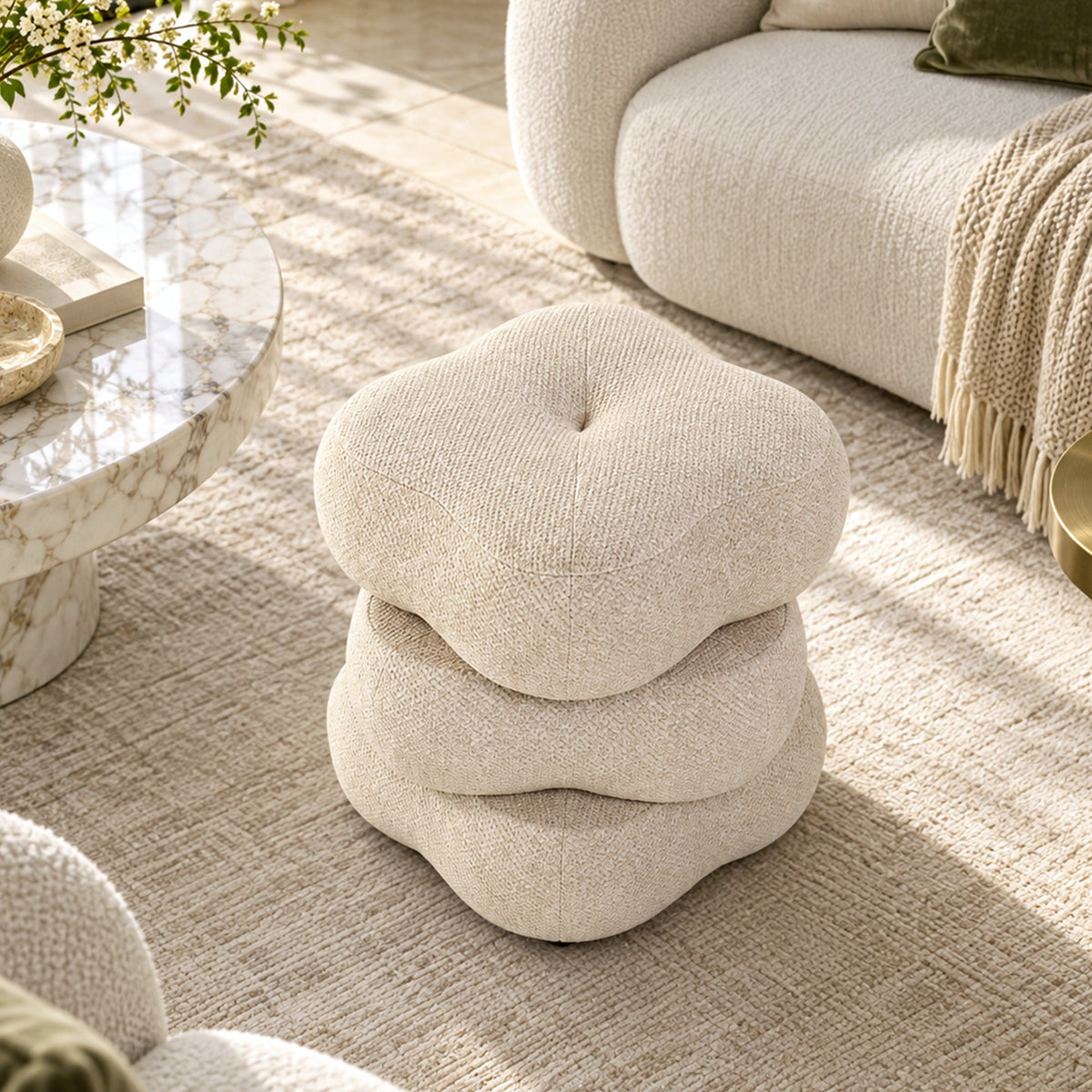 3-Level Swivel Stool with 2 Rotating Tiers, No Assembly Required