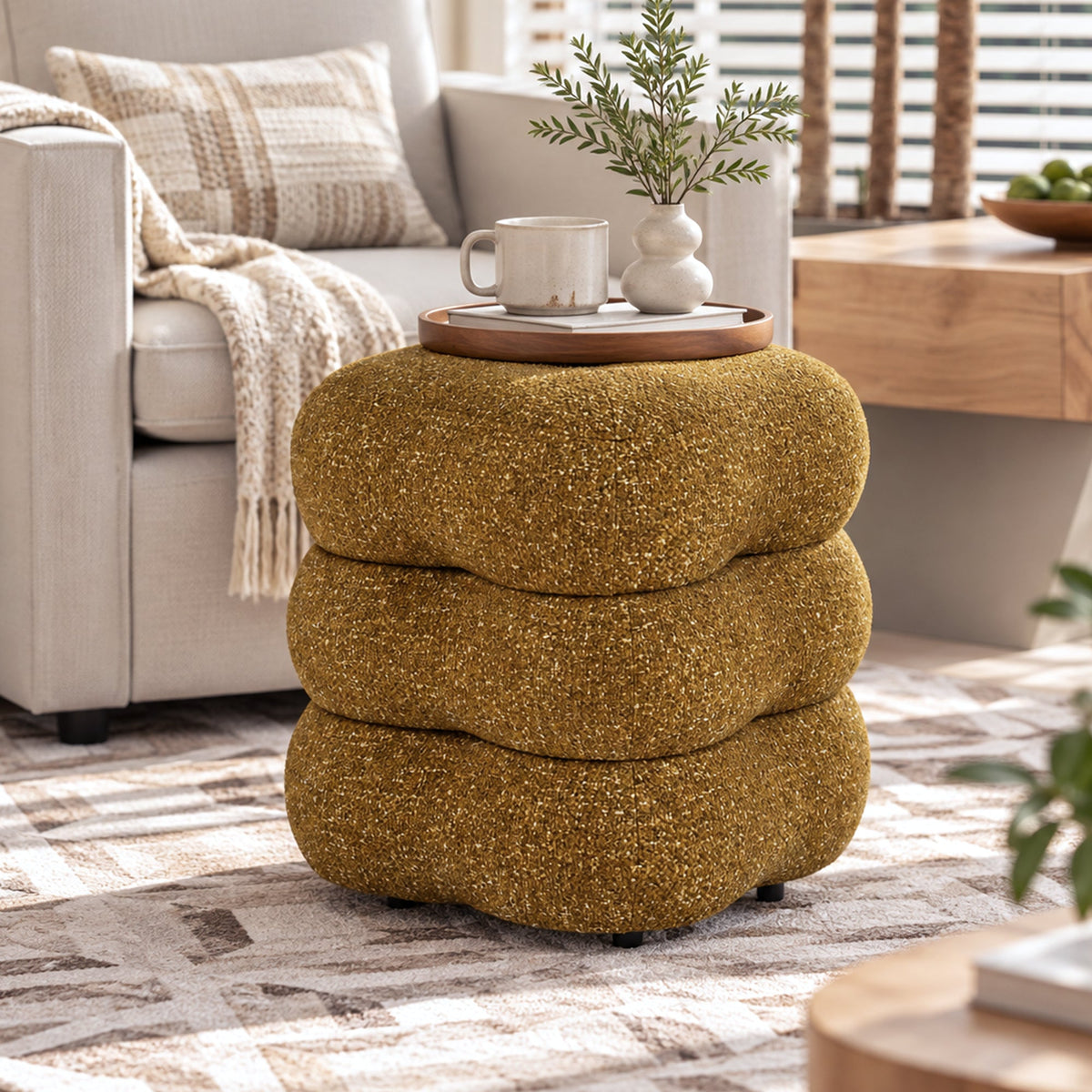 3-Level Swivel Stool with 2 Rotating Tiers, No Assembly Required