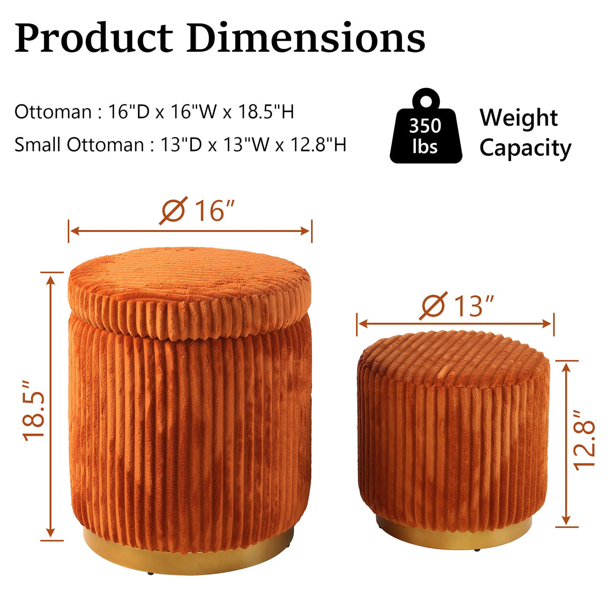 Nestable 2-Piece Storage Stool Set with 360° Swivel Base & Reversible Lid