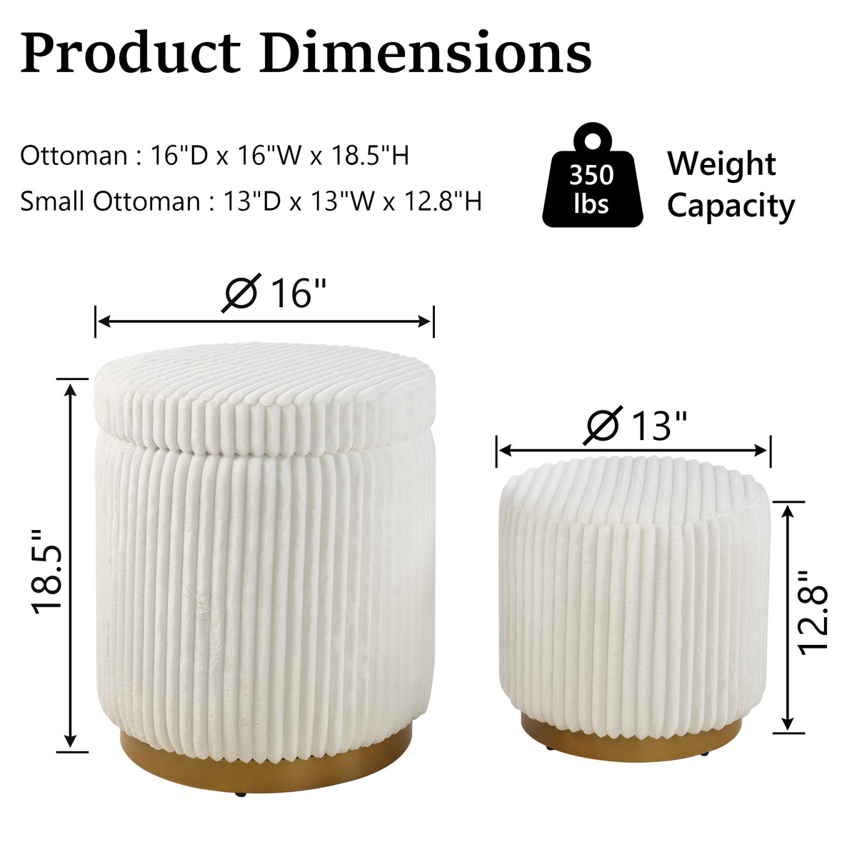 Nestable 2-Piece Storage Stool Set with 360° Swivel Base & Reversible Lid