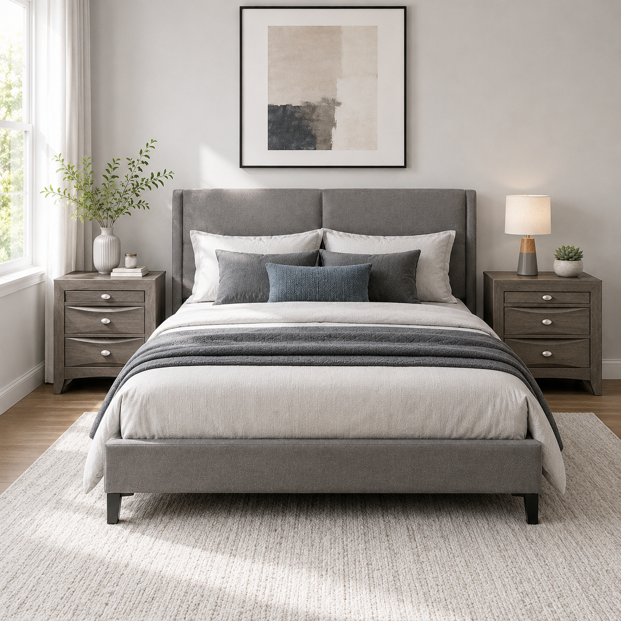 Fully Assembled Transitional Wood Nightstand – Solid Wood Bedside Table for Modern Bedrooms