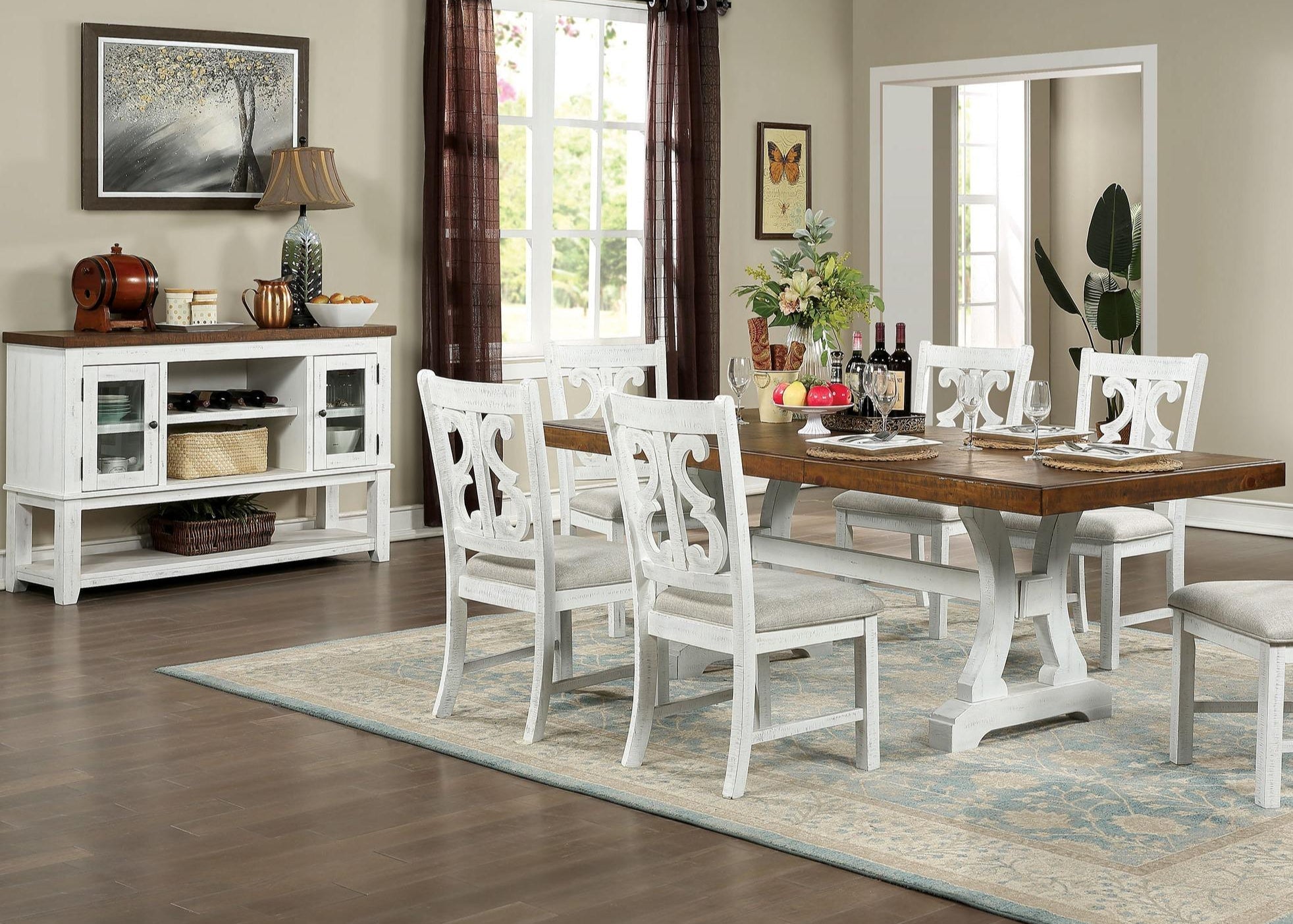 Auletta Rustic Farmhouse 7-Piece Dining Room Set