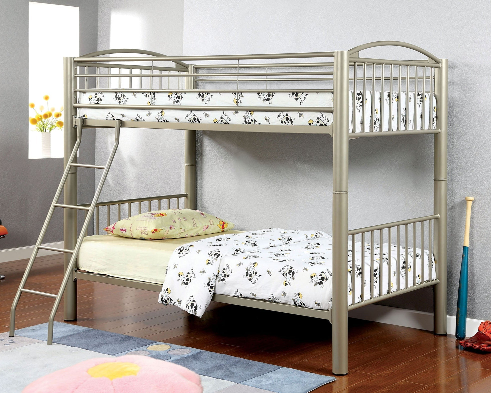 Lovia Modern Metal Twin-Over-Full Bunk Bed
