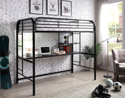 Opal Modern Loft Twin Metal Bunk Bed with Integrated Desk and Shelves