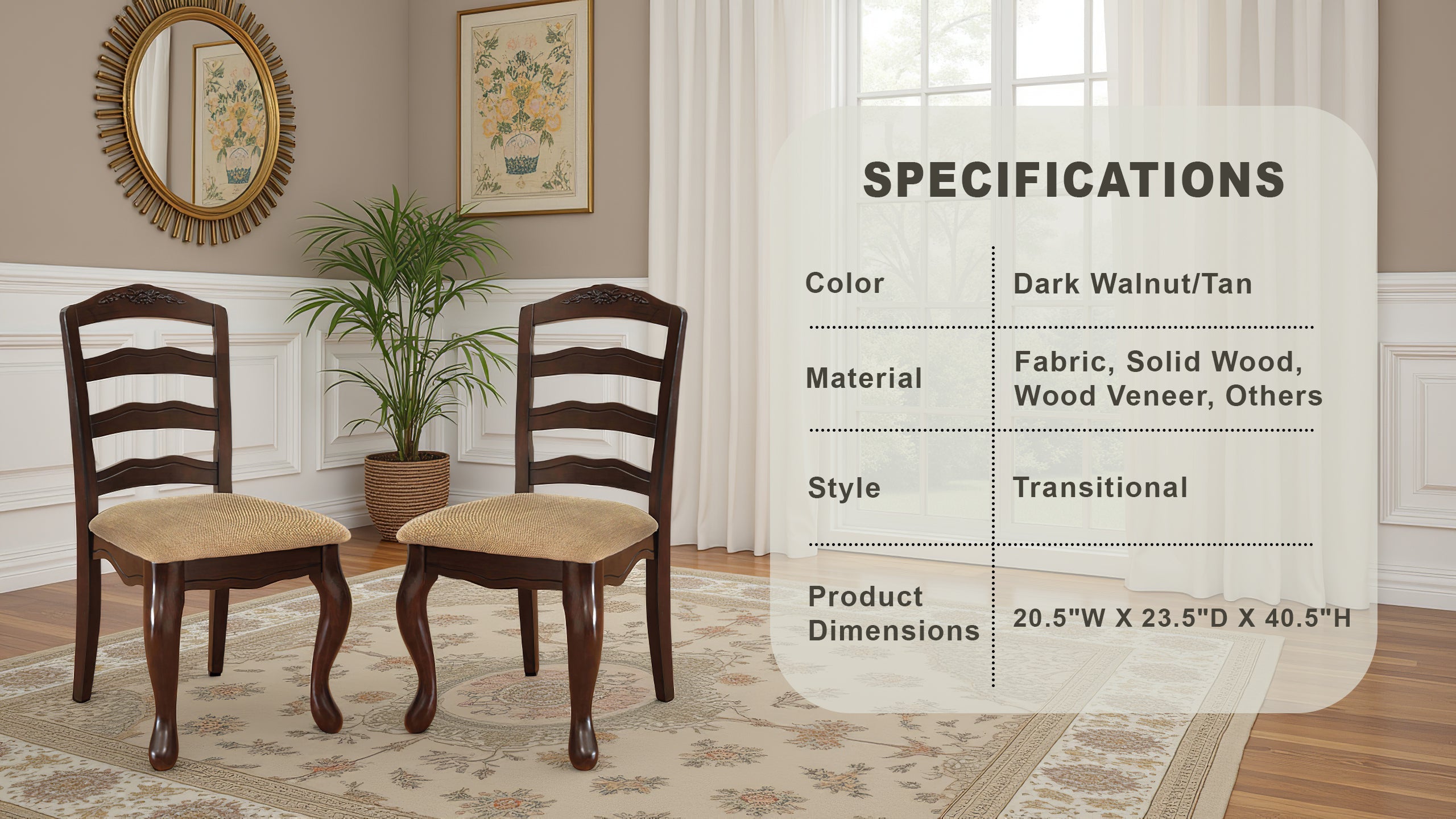 Mapleton Transitional Chair, Set of 2