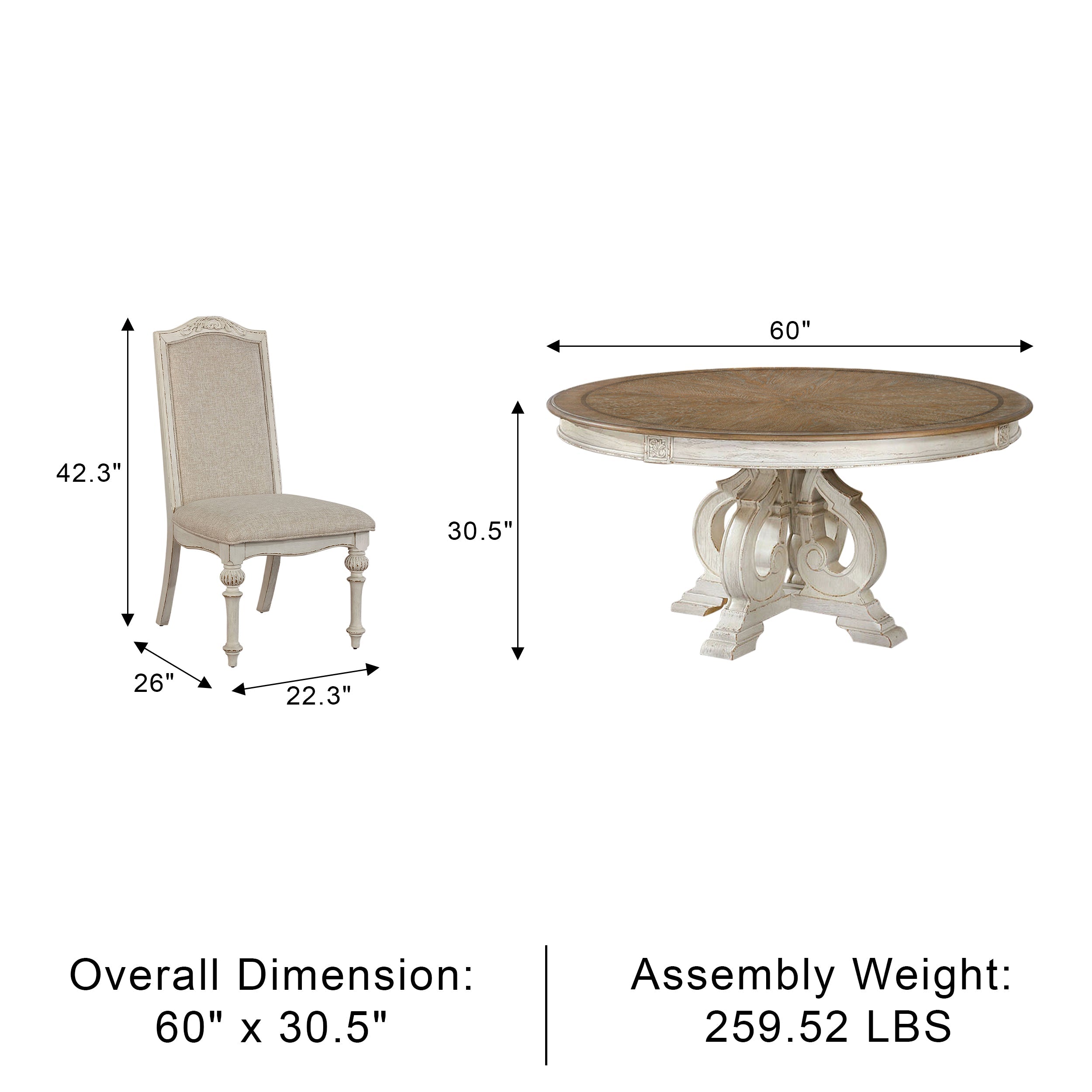 Valora Rustic Dining Set, 5 Pieces