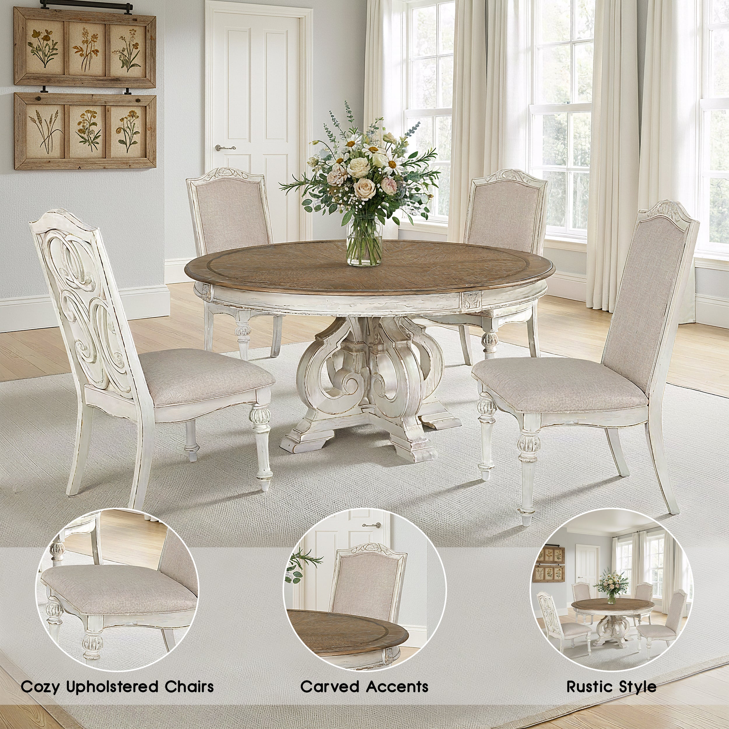 Valora Rustic Dining Set, 5 Pieces