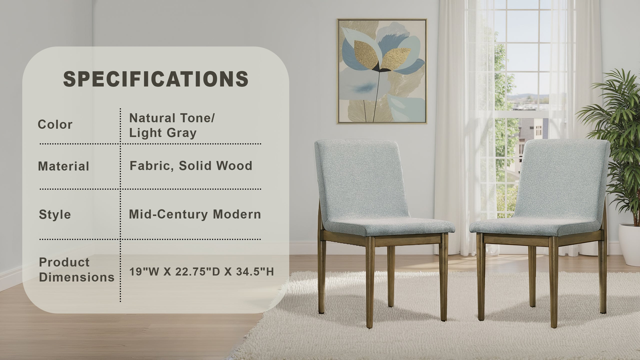 Kensford Mid-Century Modern Chair, Set of 2