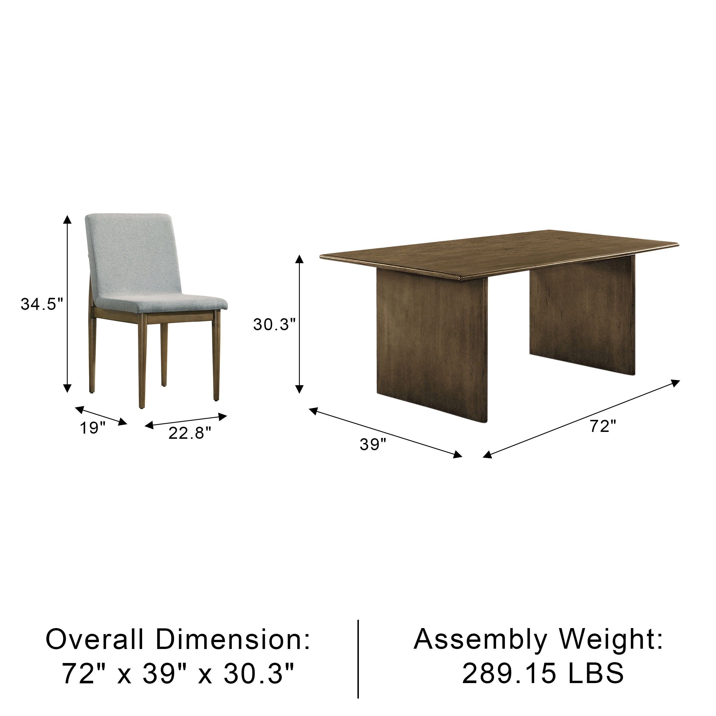 Kensford Mid-Century Modern Dining Set, 7 Pieces