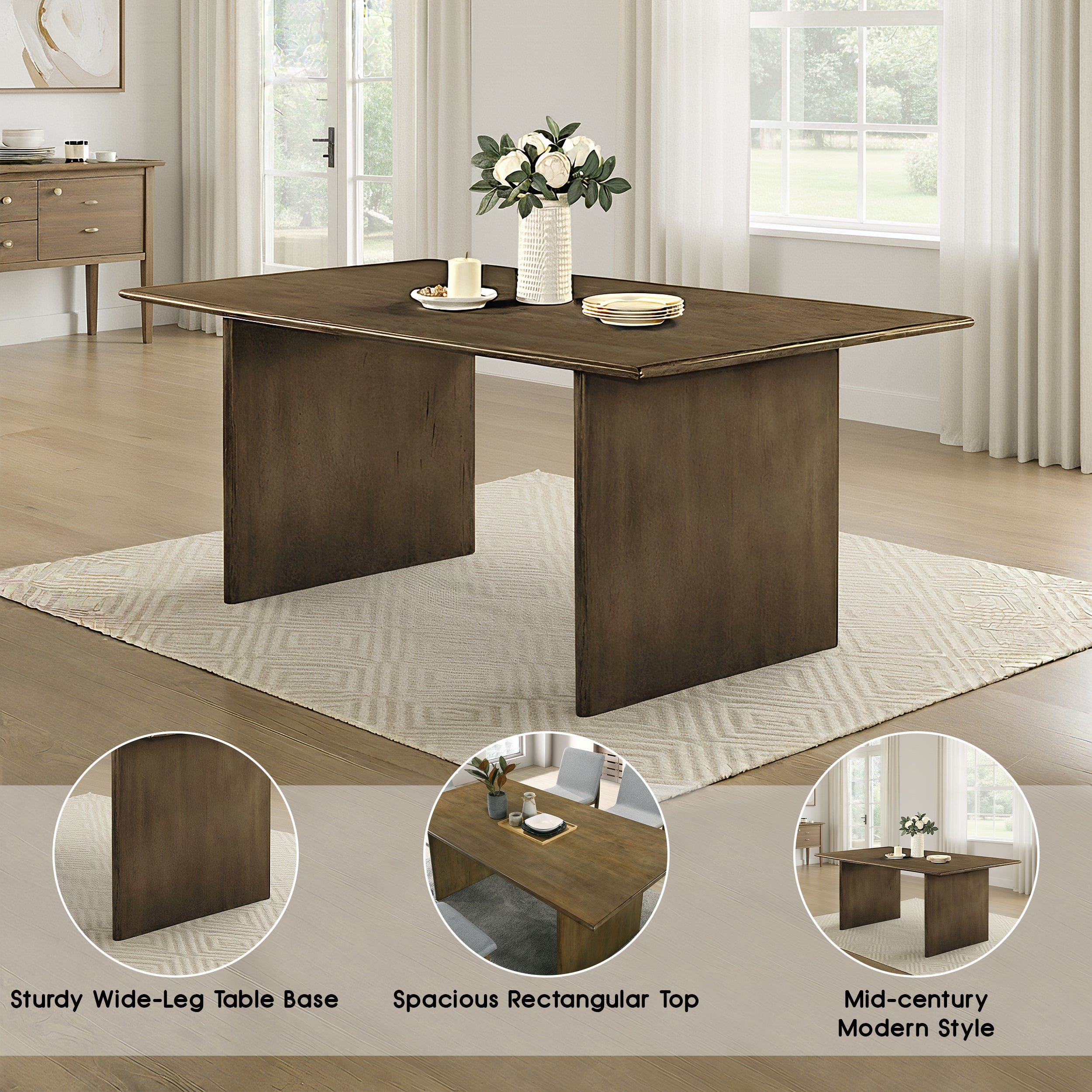 Kensford Mid-Century Modern Dining Table