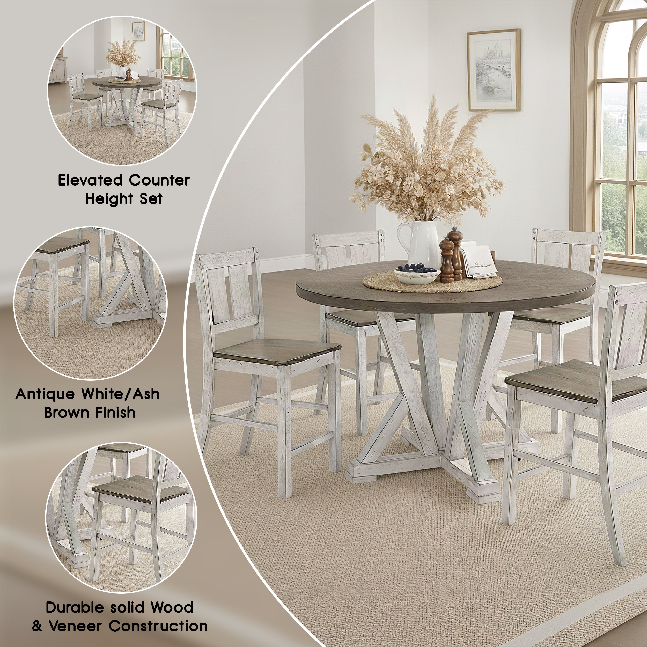 Tahoma Rustic Dining Set, 5 Pieces