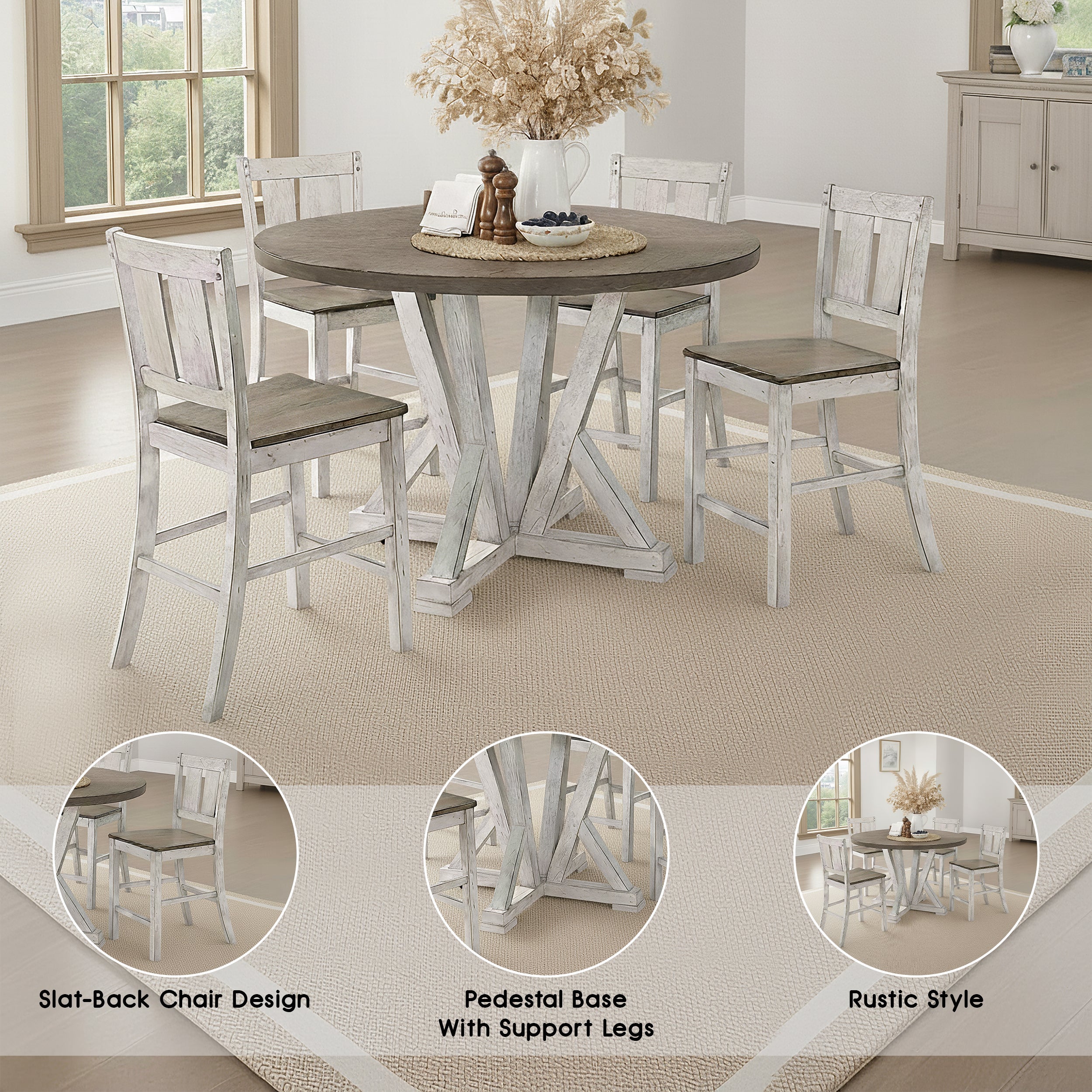 Tahoma Rustic Dining Set, 5 Pieces