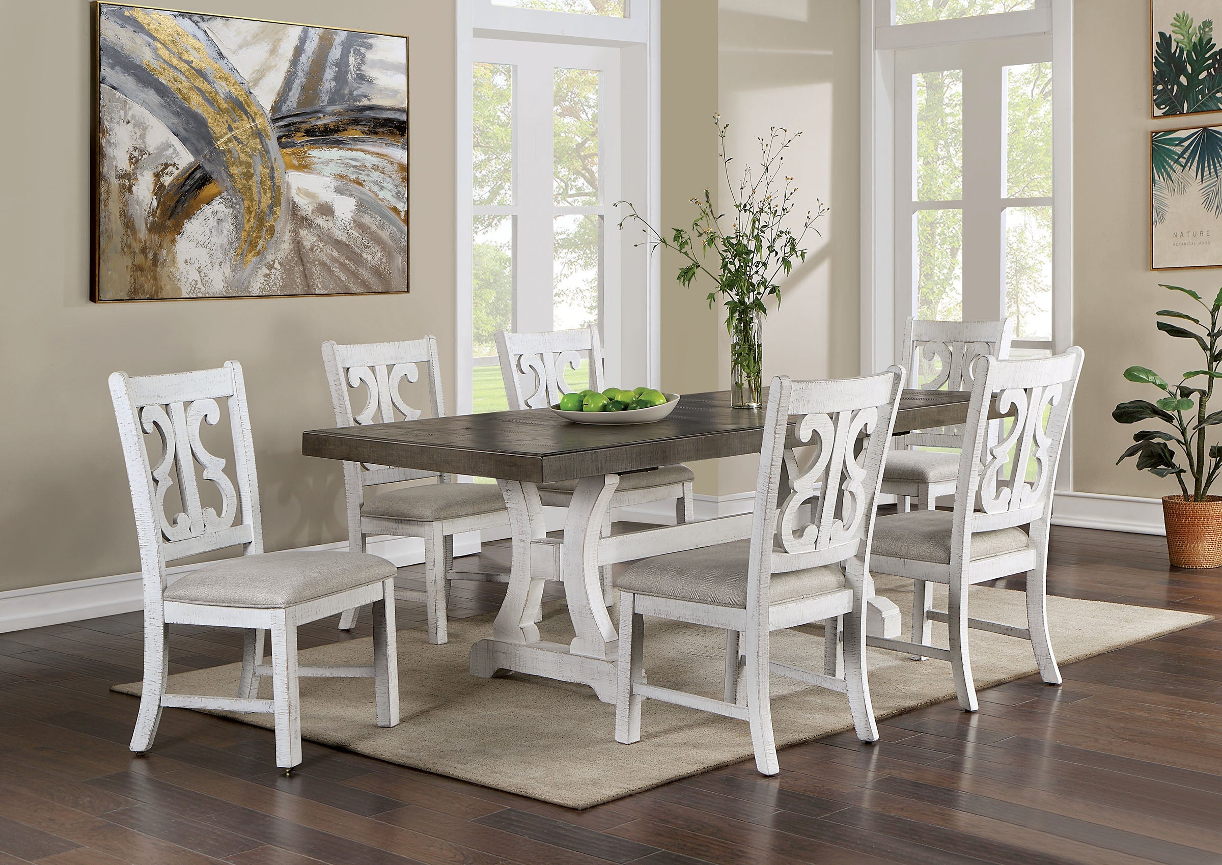Auletta Rustic Farmhouse 7-Piece Dining Room Set