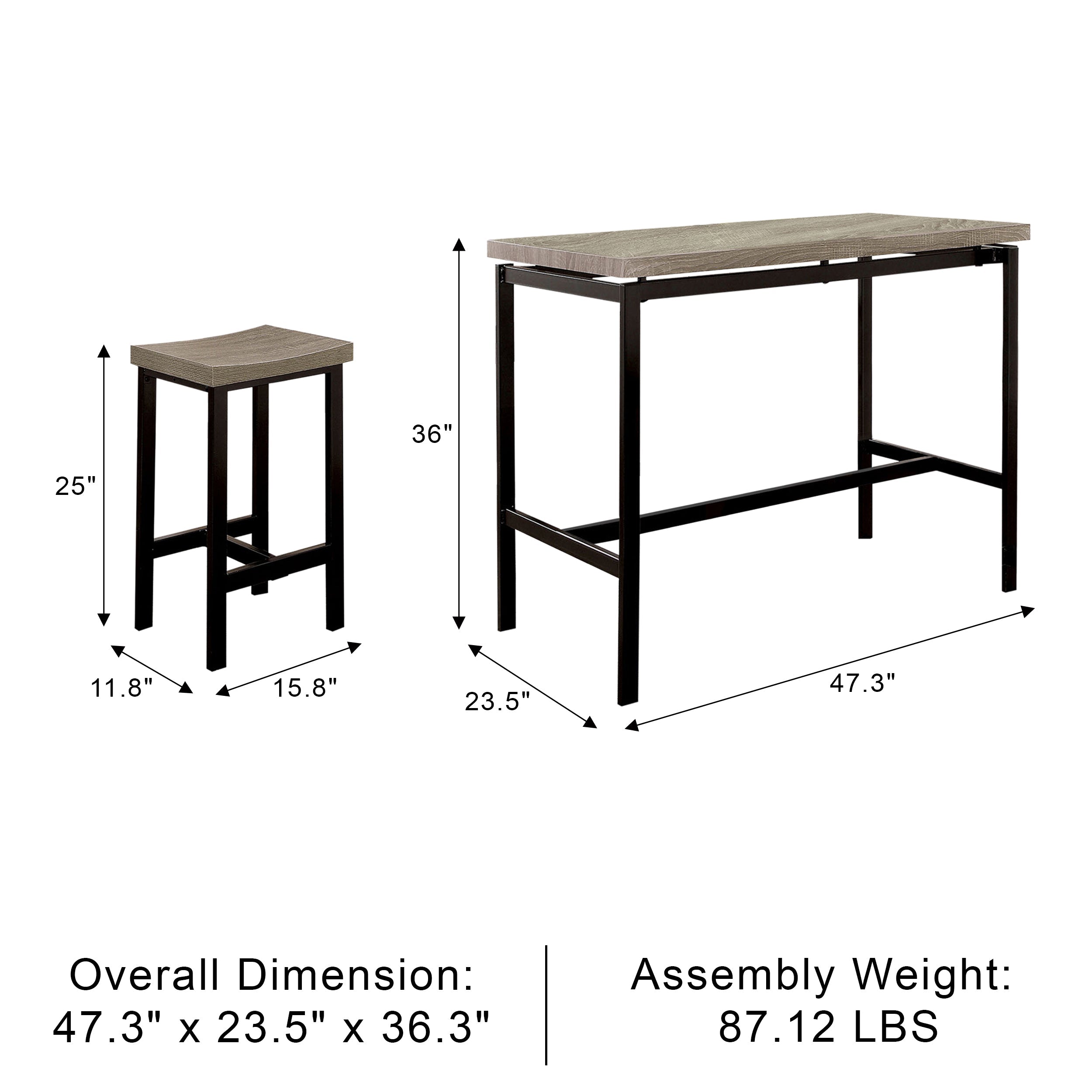 Roermond Contemporary Dining Set, 5 Pieces